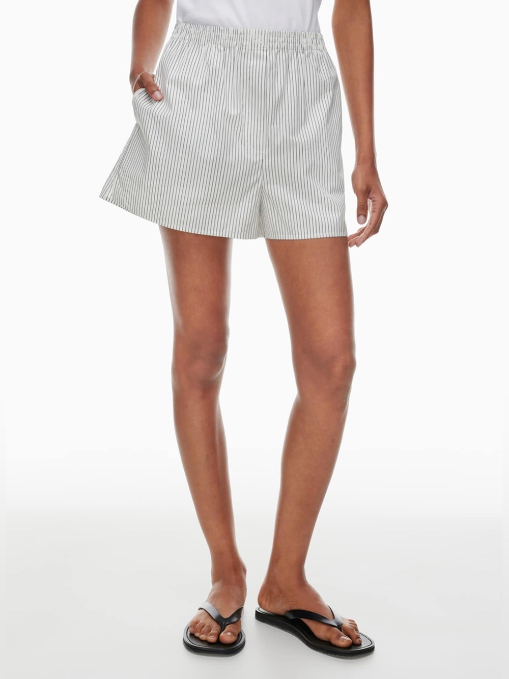 Babaton Aritzia Deakins Shorts Large Striped Pull On Boxer Coastal